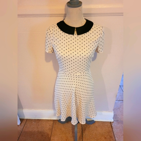 Forever 21 || Black & White Polka Dot Dress w/ Collar - Picture 1 of 3